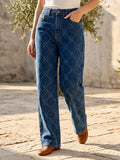 Jean Wide Leg – Motifs Tissés Fleurs