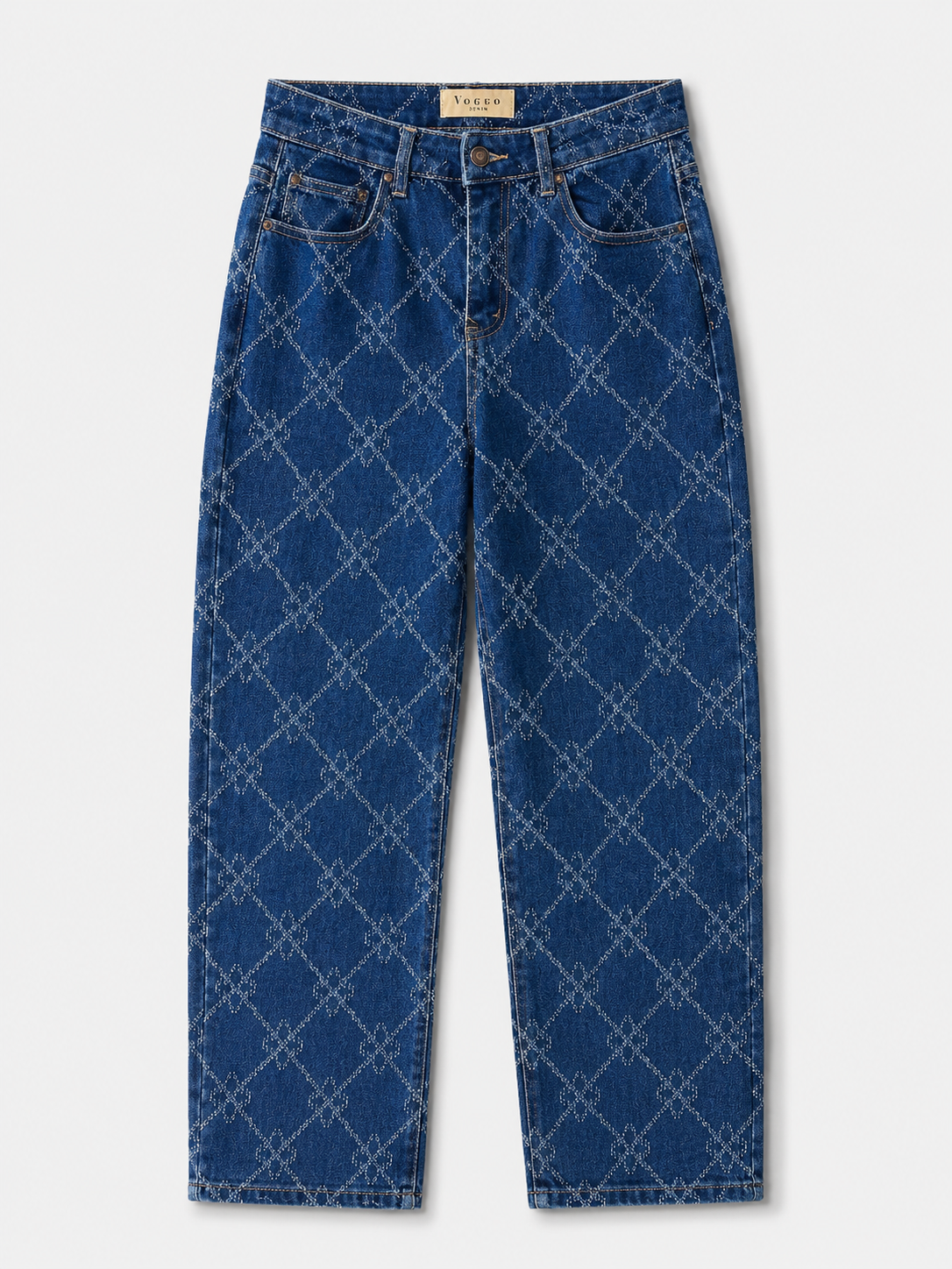 Jean Wide Leg – Motifs Tissés Fleurs
