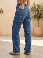 Jean Wide Leg – Jacquard Motif Losange
