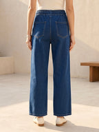 Jean Wide Leg – Taille Élastiquée avec Double Cordons