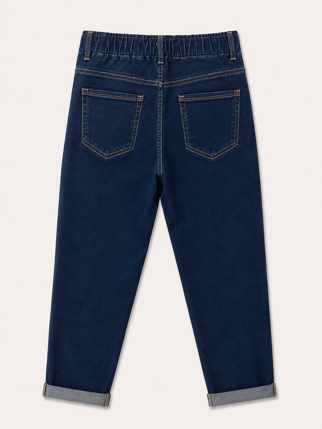 Jean Mom Fit – Ceinture Élastiquée – Bleu Brut