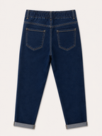 Jean Mom Fit – Ceinture Élastiquée – Bleu Brut
