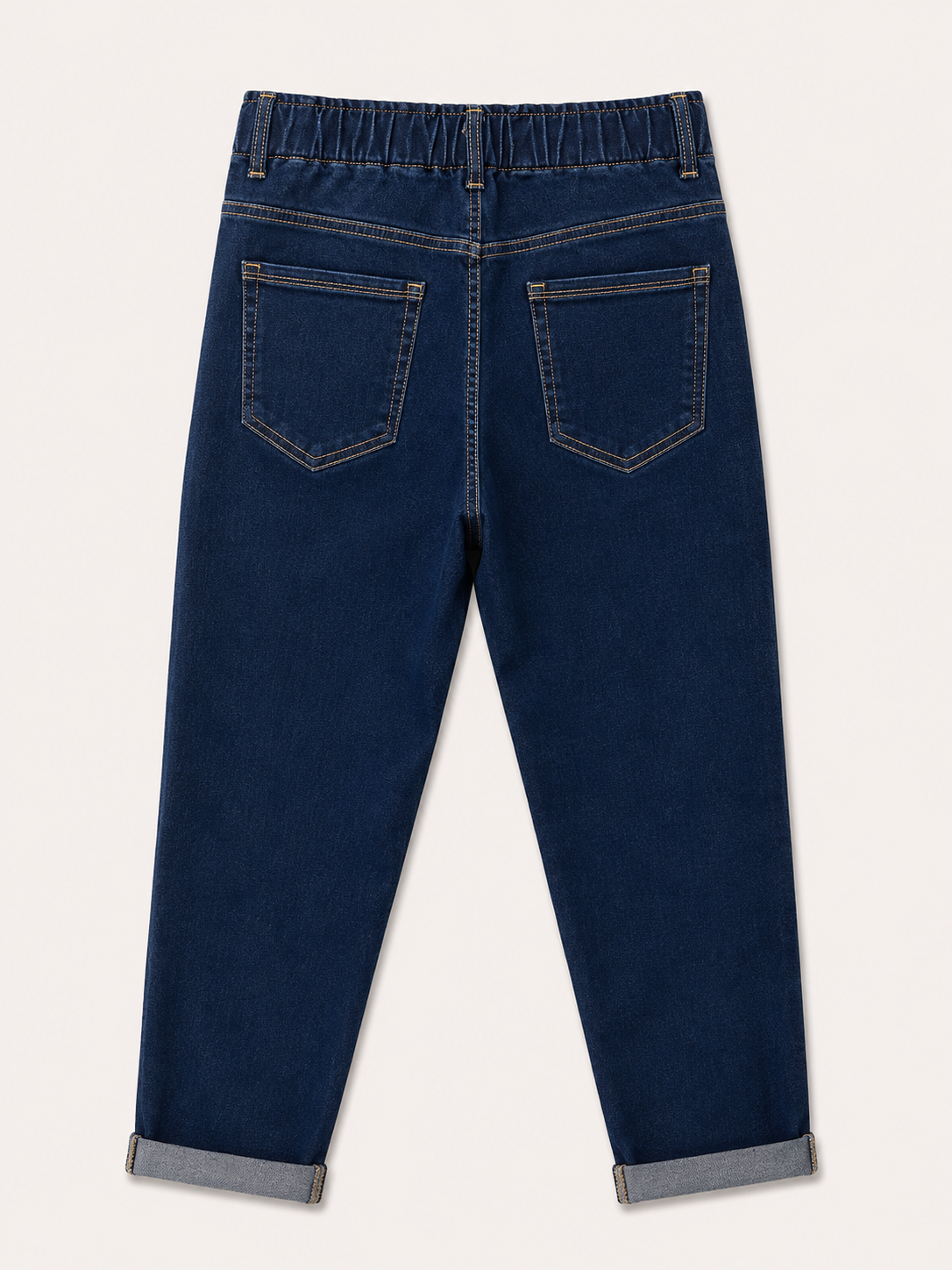 Jean Mom Fit – Ceinture Élastiquée – Bleu Brut