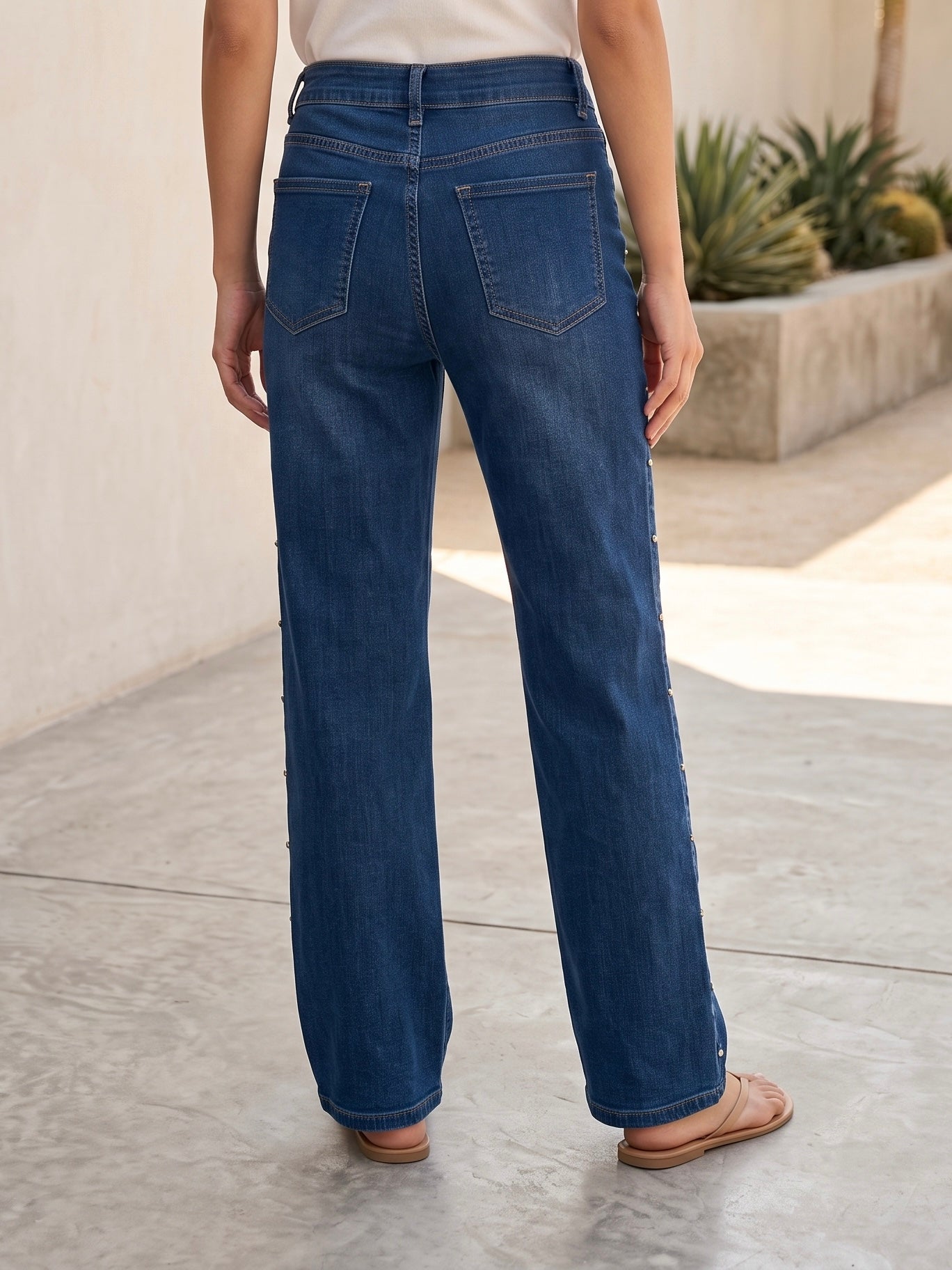 Jean Wide Leg – Détails Perles sur la Longueur