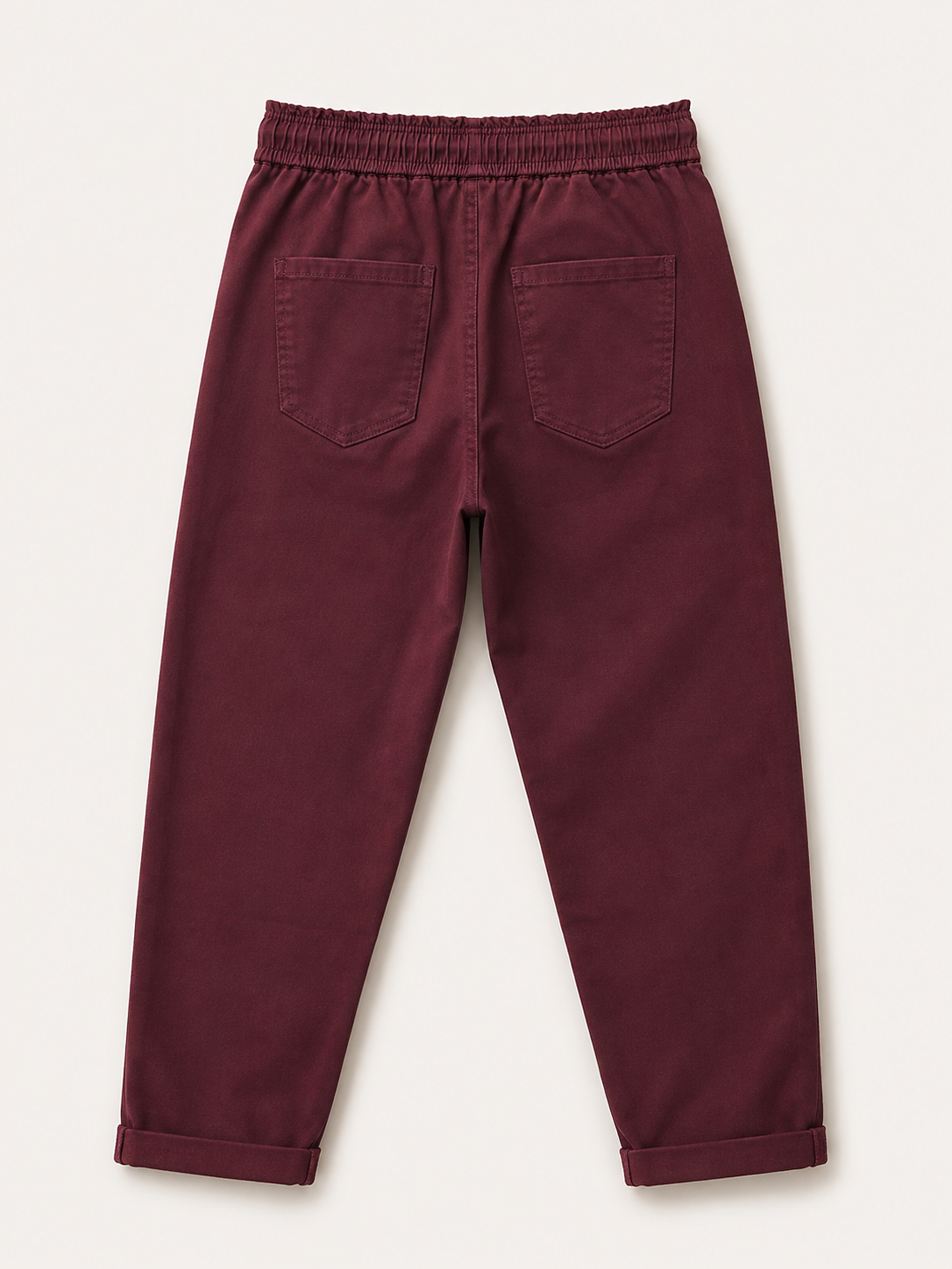Pantalon Mom Fit – Ceinture Elastiquée & Cordons – Bordeaux