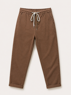 Pantalon Mom Fit – Ceinture Elastiquée & Cordons – Taupe