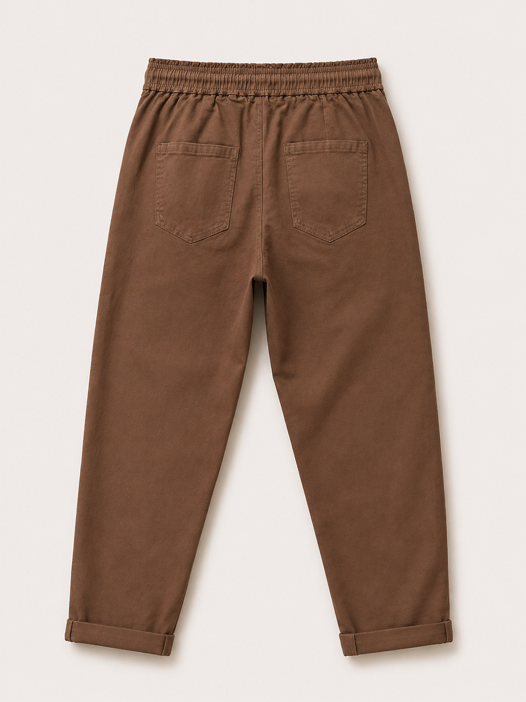 Pantalon Mom Fit – Ceinture Elastiquée & Cordons – Taupe