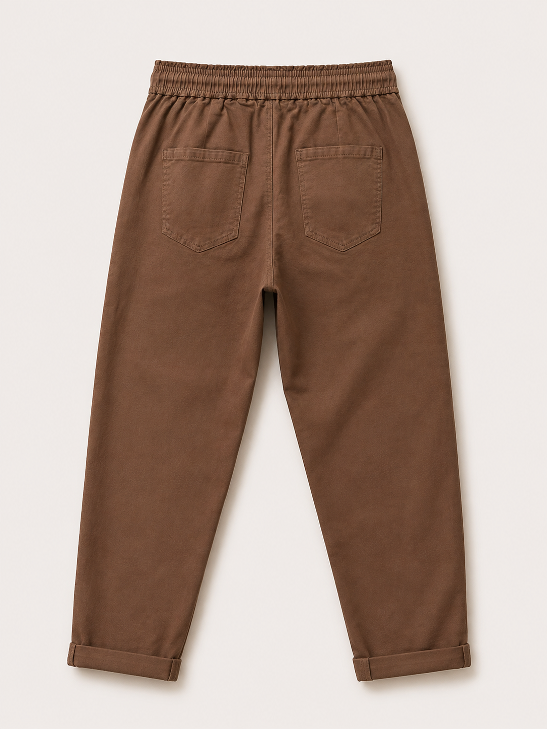 Pantalon Mom Fit – Ceinture Elastiquée & Cordons – Taupe