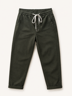Pantalon Mom Fit – Ceinture Elastiquée & Cordons – Vert Foncé