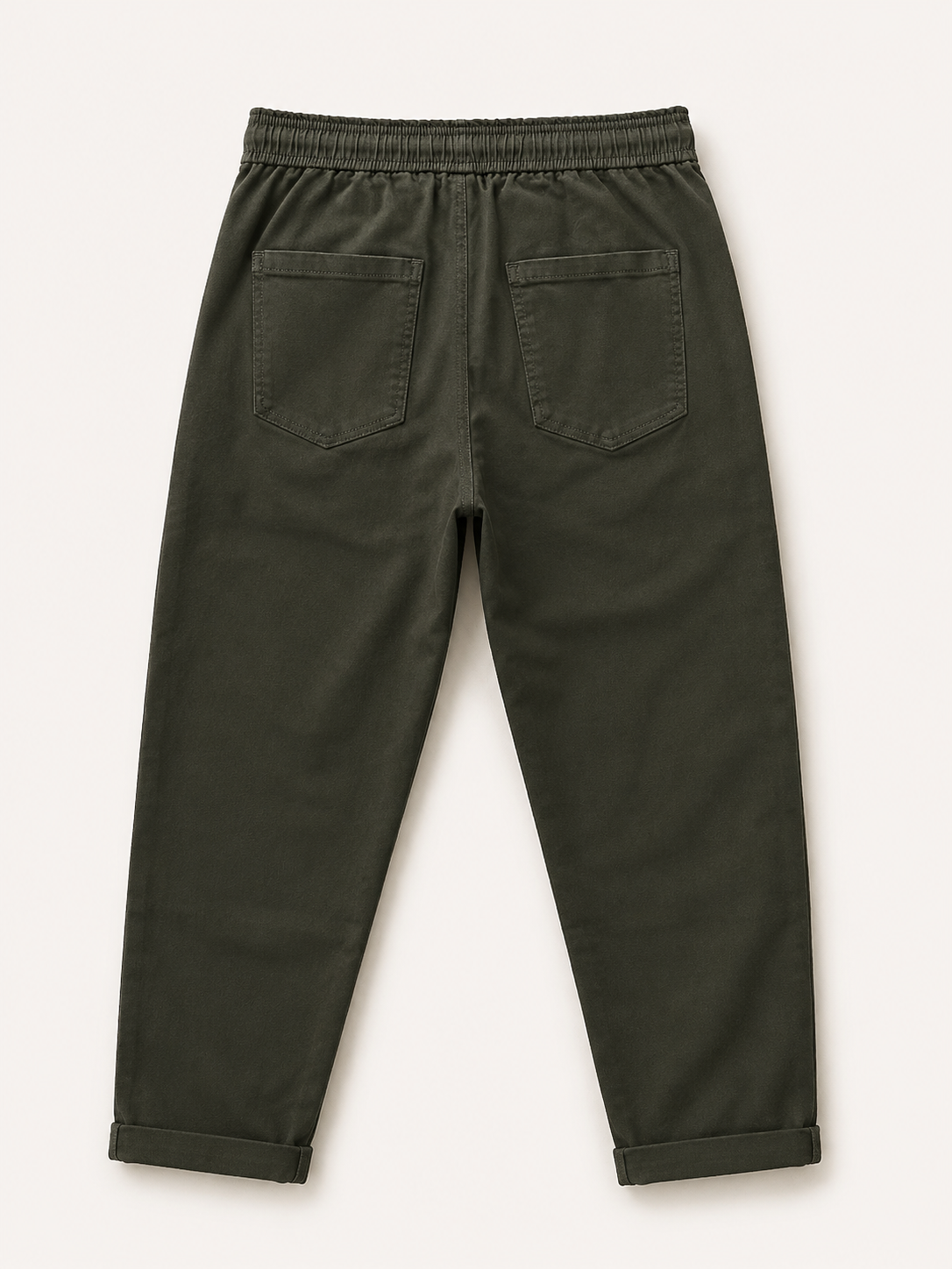 Pantalon Mom Fit – Ceinture Elastiquée & Cordons – Vert Foncé
