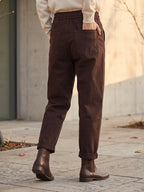Pantalon Mom Fit – Ceinture Elastiquée & Cordons – Chocolat