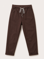 Pantalon Mom Fit – Ceinture Elastiquée & Cordons – Chocolat