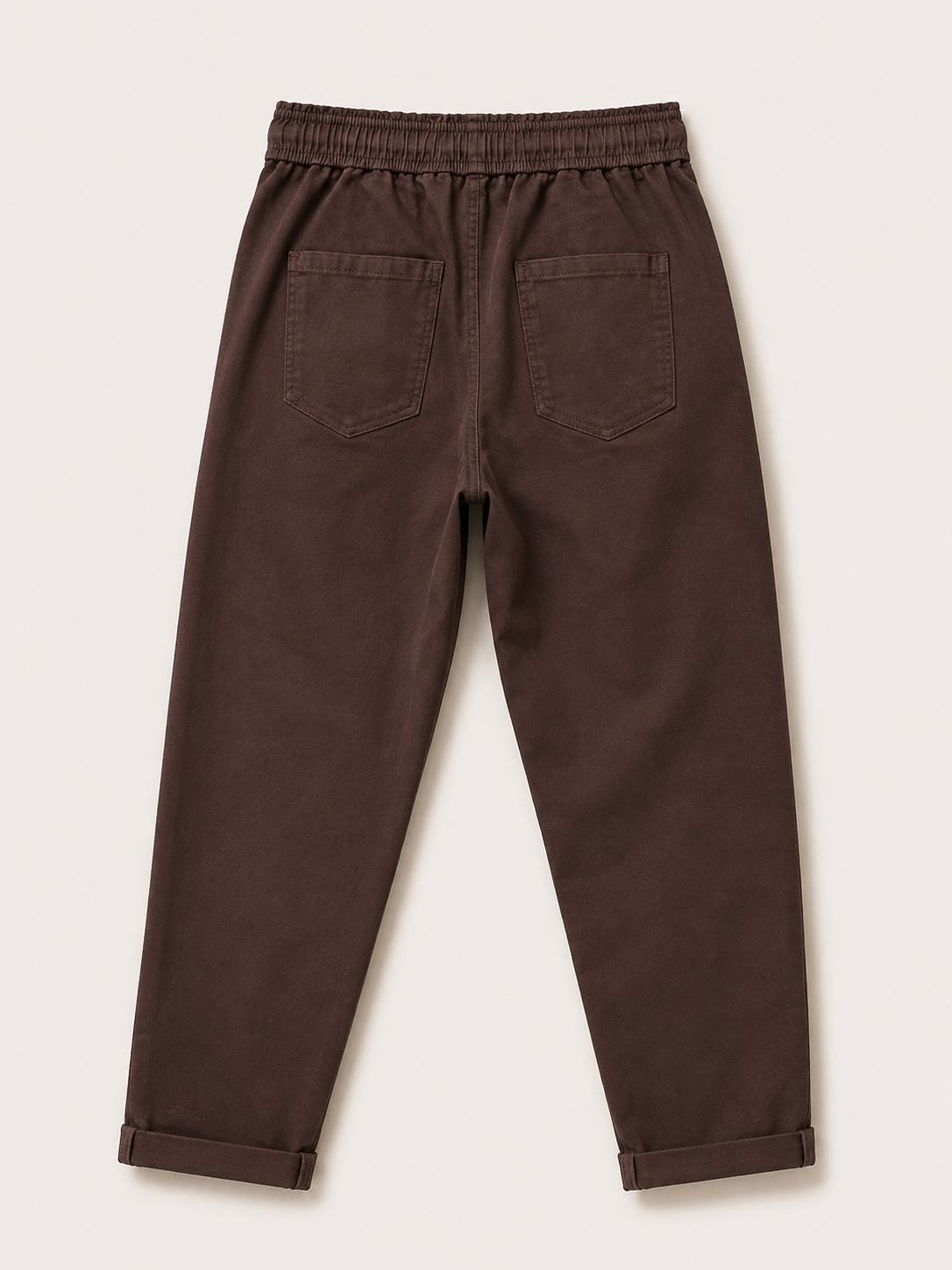 Pantalon Mom Fit – Ceinture Elastiquée & Cordons – Chocolat