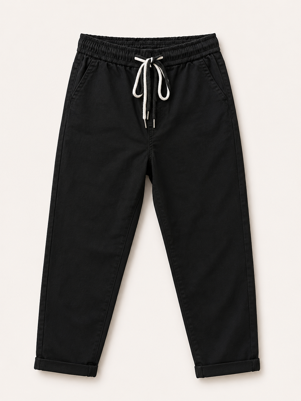 Pantalon Mom Fit – Ceinture Elastiquée & Cordons – Noir