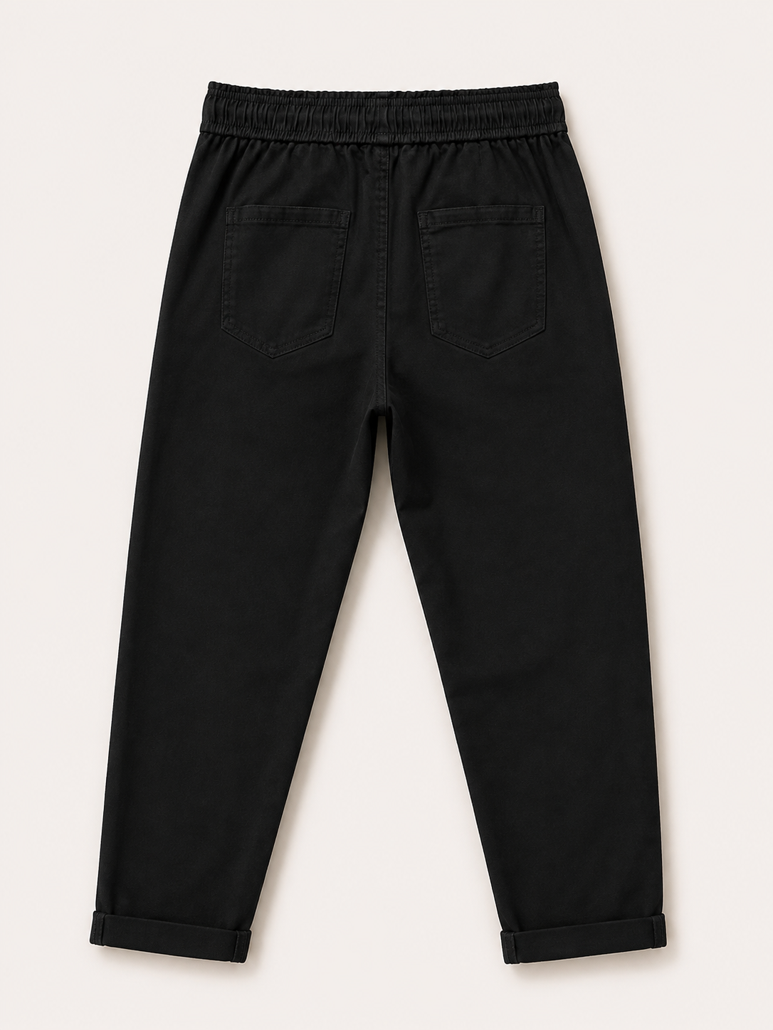 Pantalon Mom Fit – Ceinture Elastiquée & Cordons – Noir