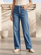 Jean Wide Leg – Fermetures Boutons Argentés