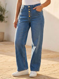 Jean Wide Leg – Fermetures Boutons Dorés
