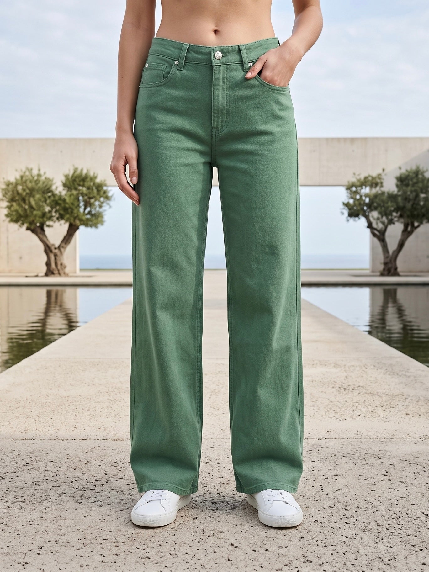 Jean Wide Leg – Vert Tendance