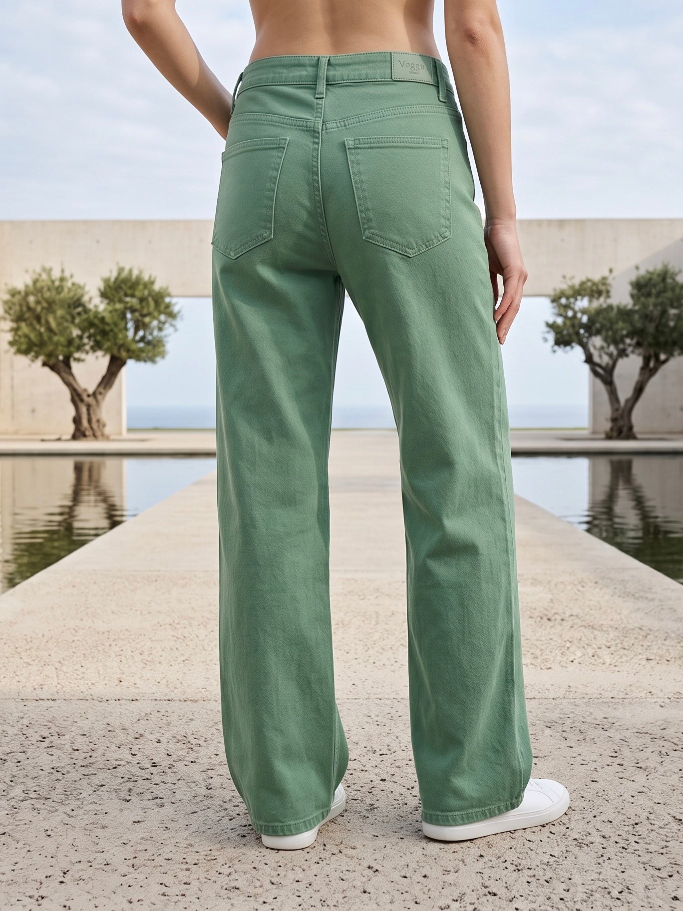 Jean Wide Leg – Vert Tendance