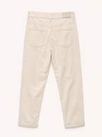 Pantalon Mom Fit en Toile – Poches Plaquées – Beige