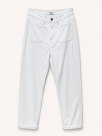 Pantalon Mom Fit en Toile – Poches Plaquées – Blanc