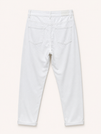 Pantalon Mom Fit en Toile – Poches Plaquées – Blanc
