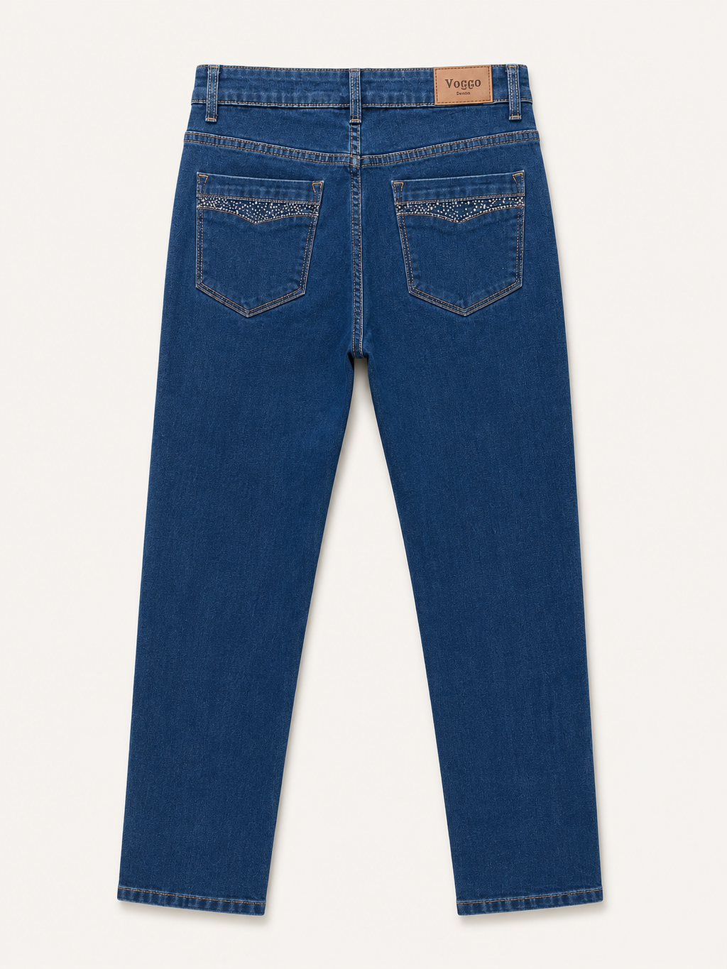 Jean Coupe Droite – Strass Poche Arrière