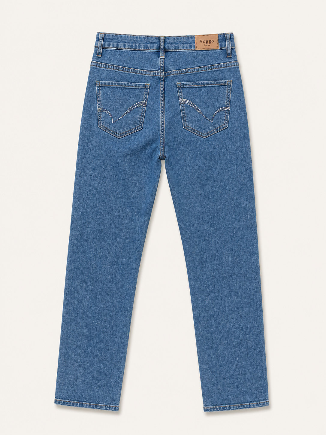 Jean Coupe Droite – Strass Poche Arrière