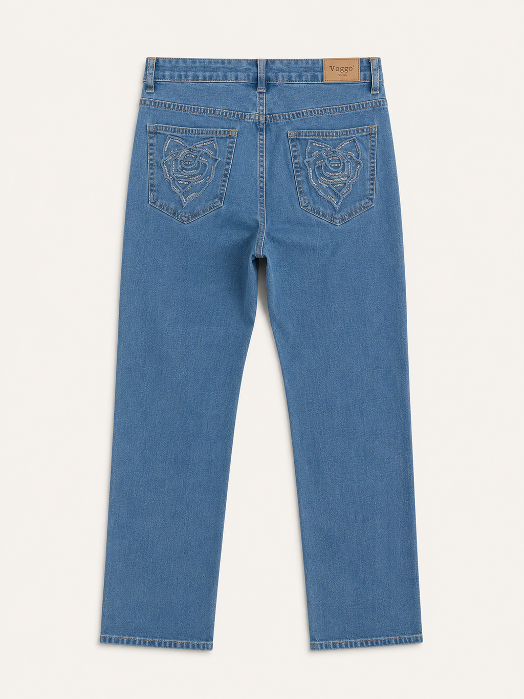 Jean Coupe Droite – Fleurs Poche Arrière