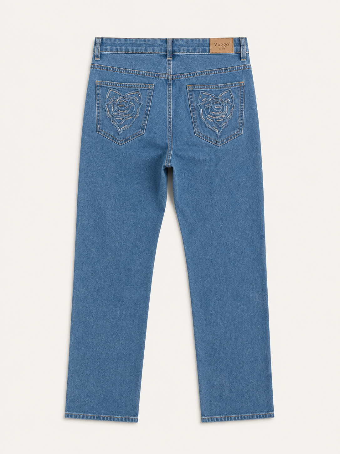 Jean Coupe Droite – Fleurs Poche Arrière