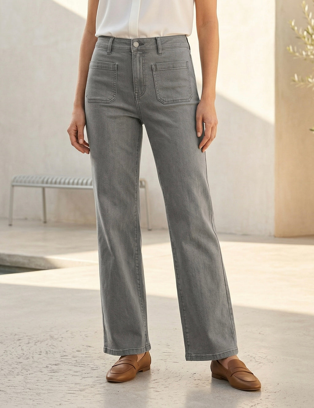 Jean Wide Leg – Poches Plaquées
