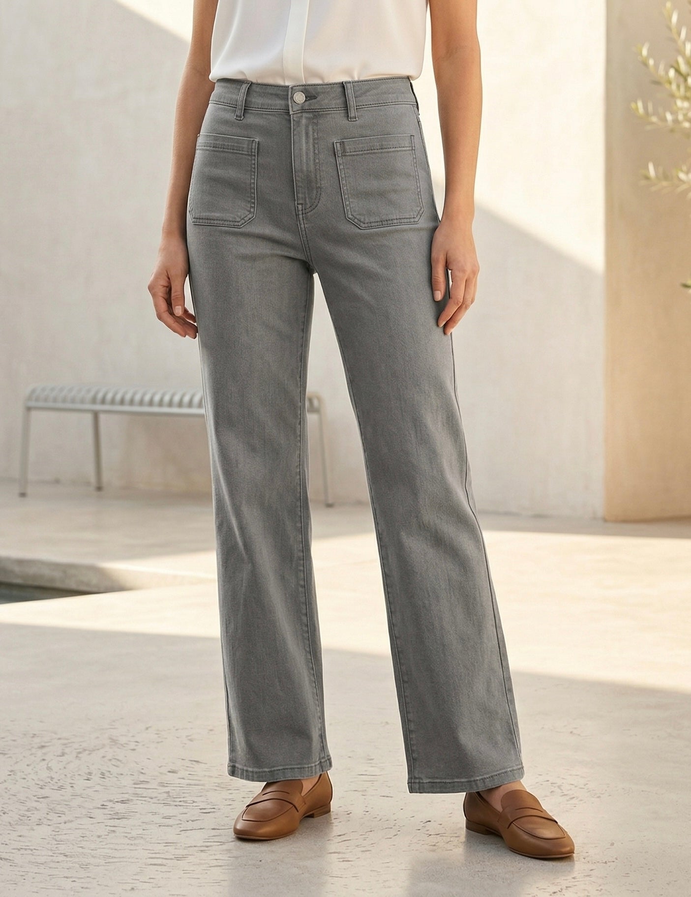 Jean Wide Leg – Poches Plaquées