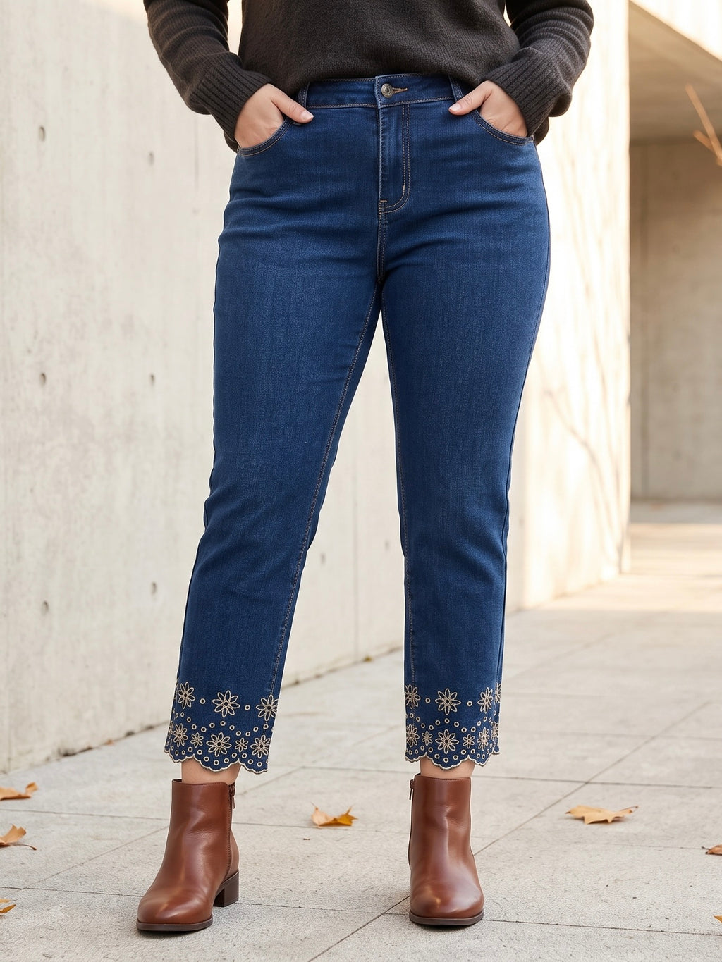 Jean Coupe 7/8ème – Broderie Bas de Jambe