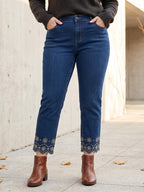 Jean Coupe 7/8ème – Broderie Bas de Jambe