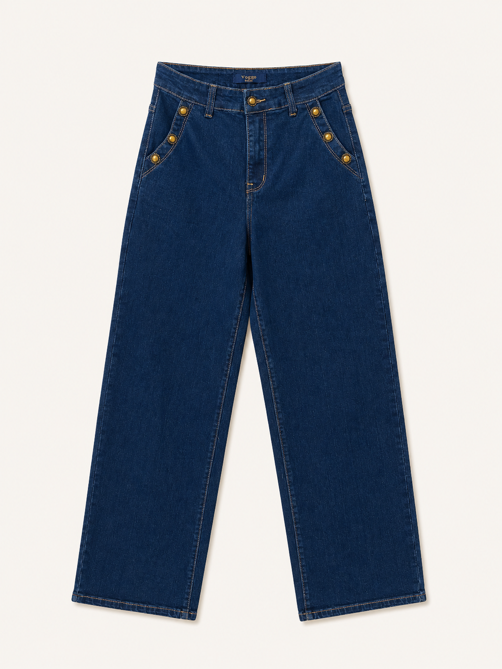 Jean Wide Leg – Boutons Dorés aux Poches