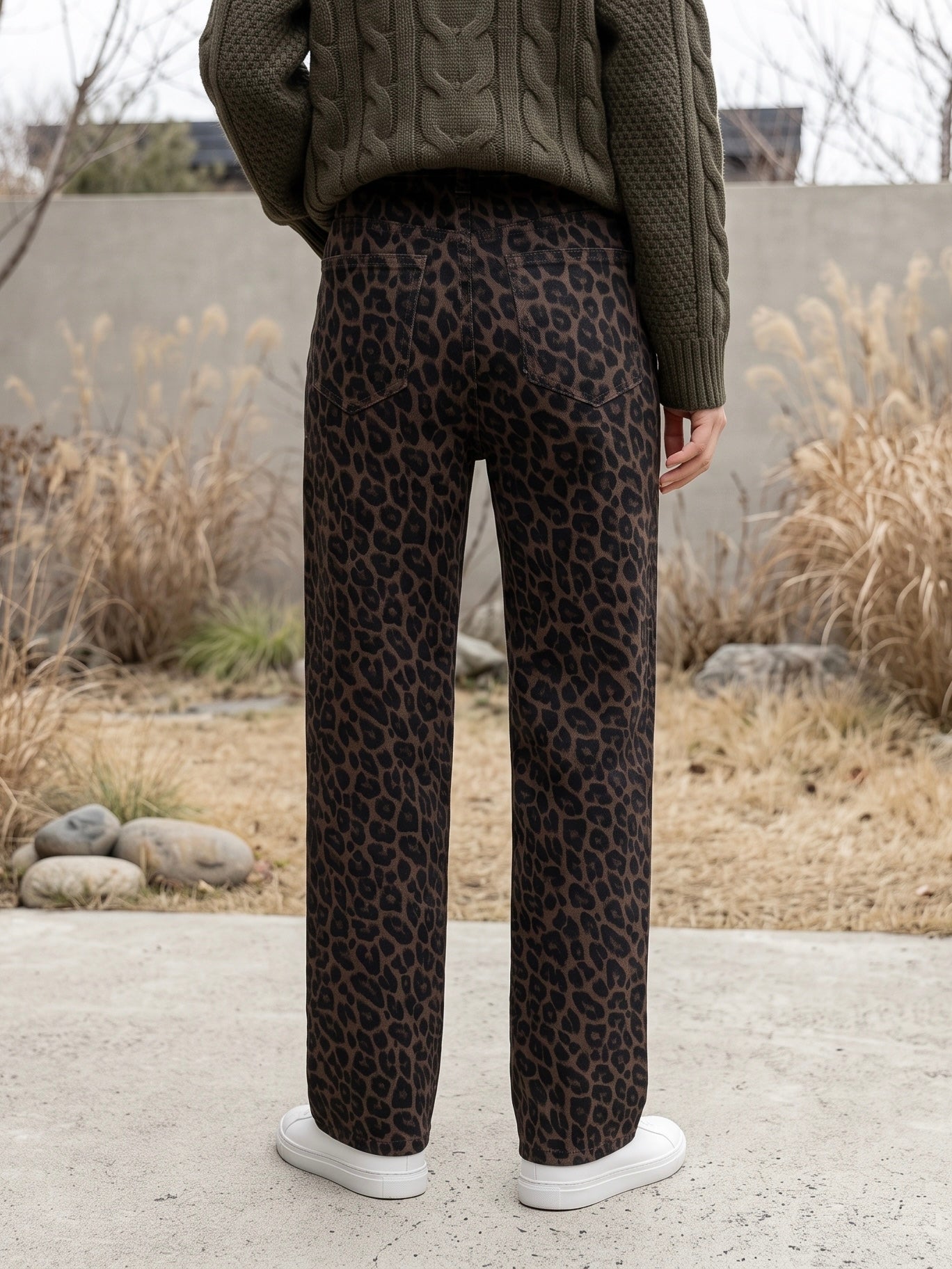 Jean Wide Leg – Motif Léopard Marron