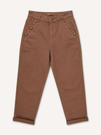 Pantalon Mom Fit – Boutons Dorés aux Poches – Taupe
