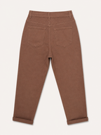 Pantalon Mom Fit – Boutons Dorés aux Poches – Taupe