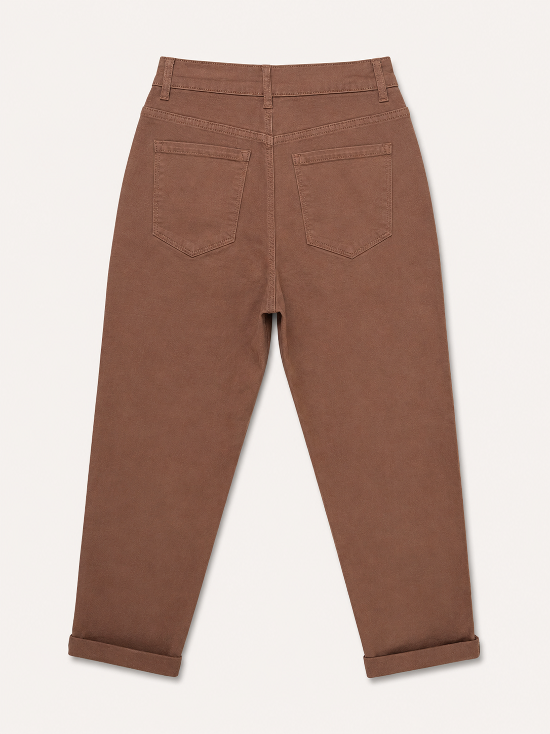 Pantalon Mom Fit – Boutons Dorés aux Poches – Taupe