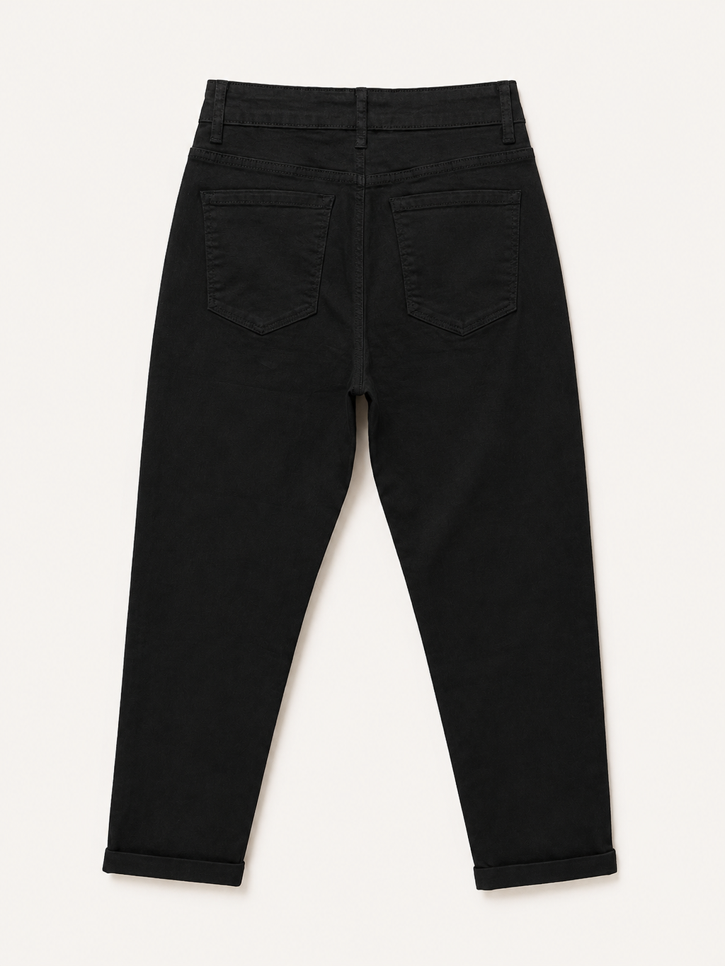 Pantalon Mom Fit – Boutons Dorés aux Poches – Noir
