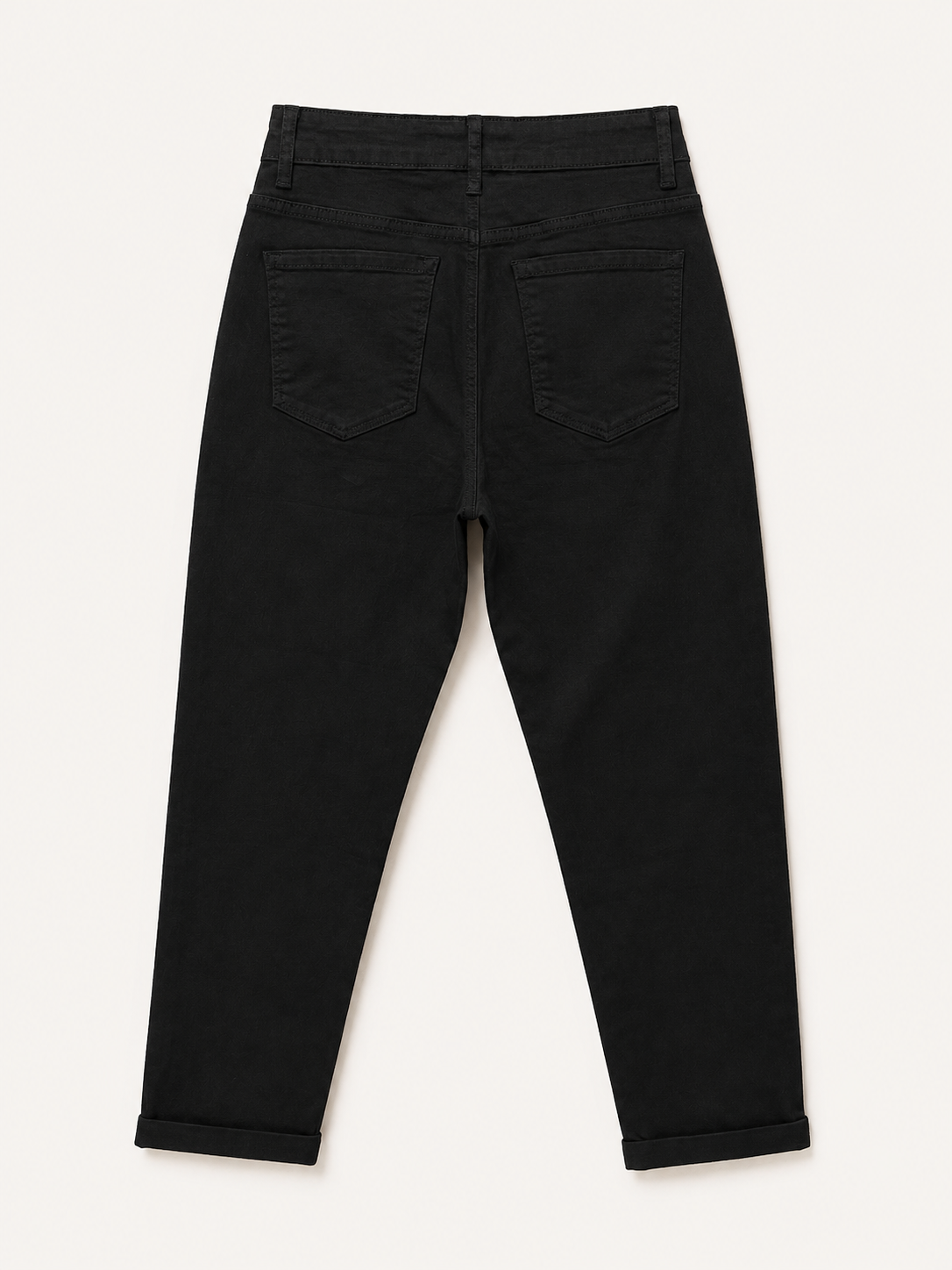 Pantalon Mom Fit – Boutons Dorés aux Poches – Noir
