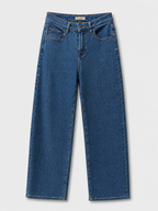 Jean Wide Leg – Tissu Jacquard Trait Droit Contrastant