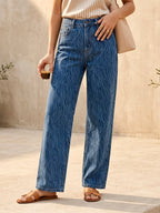 Jean Wide Leg – Motif Jacquard Zébré