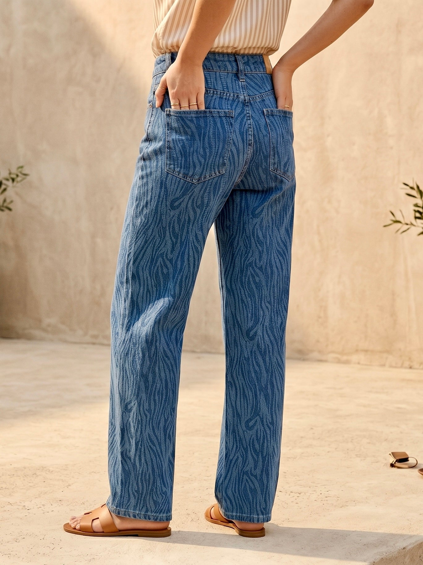 Jean Wide Leg – Motif Jacquard Zébré
