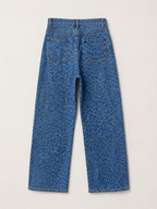 Jean Wide Leg – Tissu Jacquard Léopard