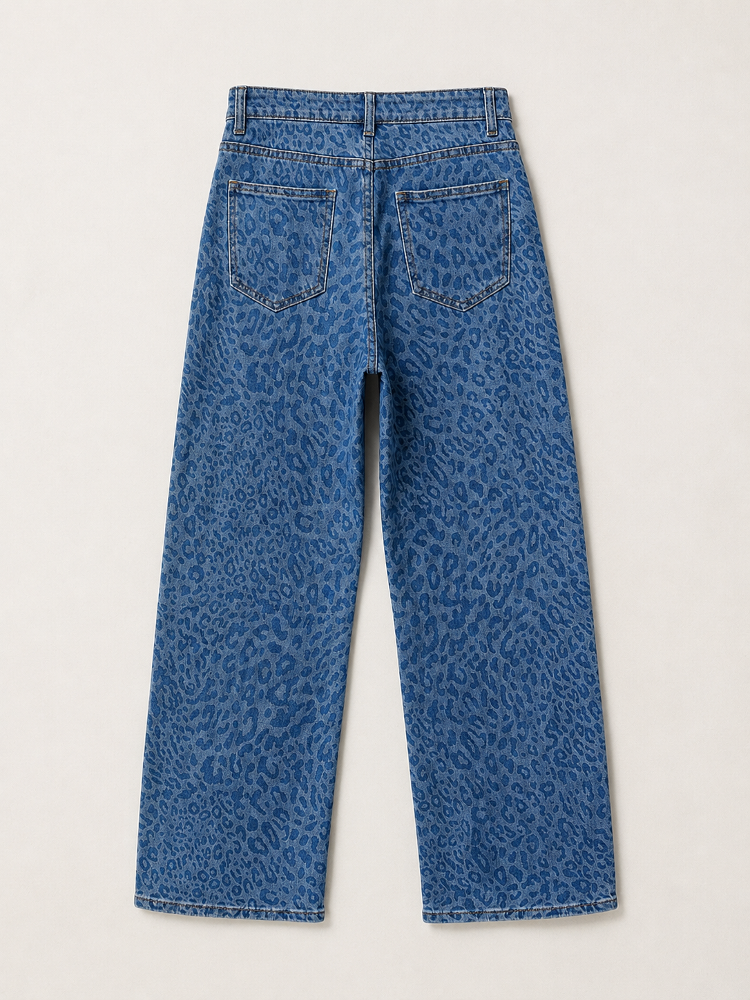 Jean Wide Leg – Tissu Jacquard Léopard