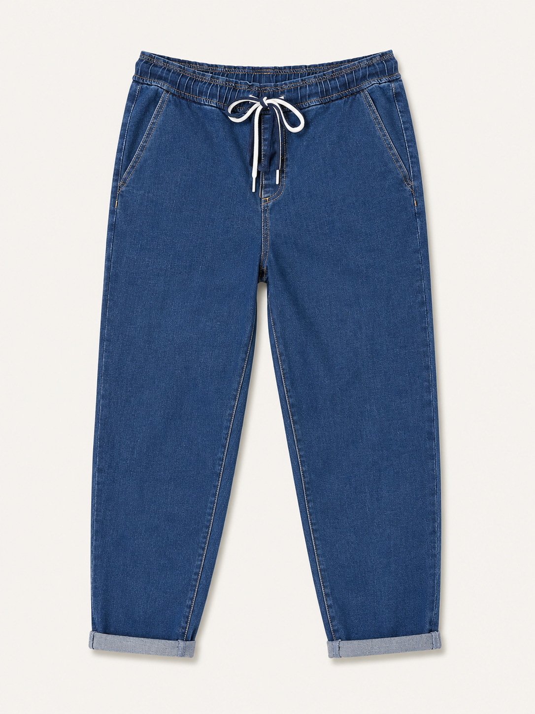 Jean Mom Fit – Grande Taille – Taille Élastique & Double Cordons