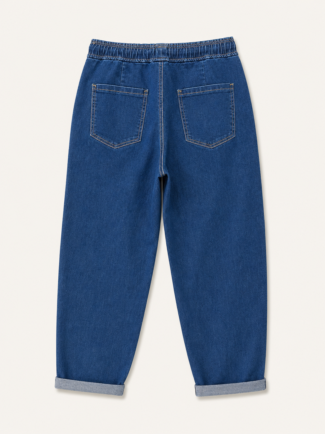 Jean Mom Fit – Grande Taille – Taille Élastique & Double Cordons