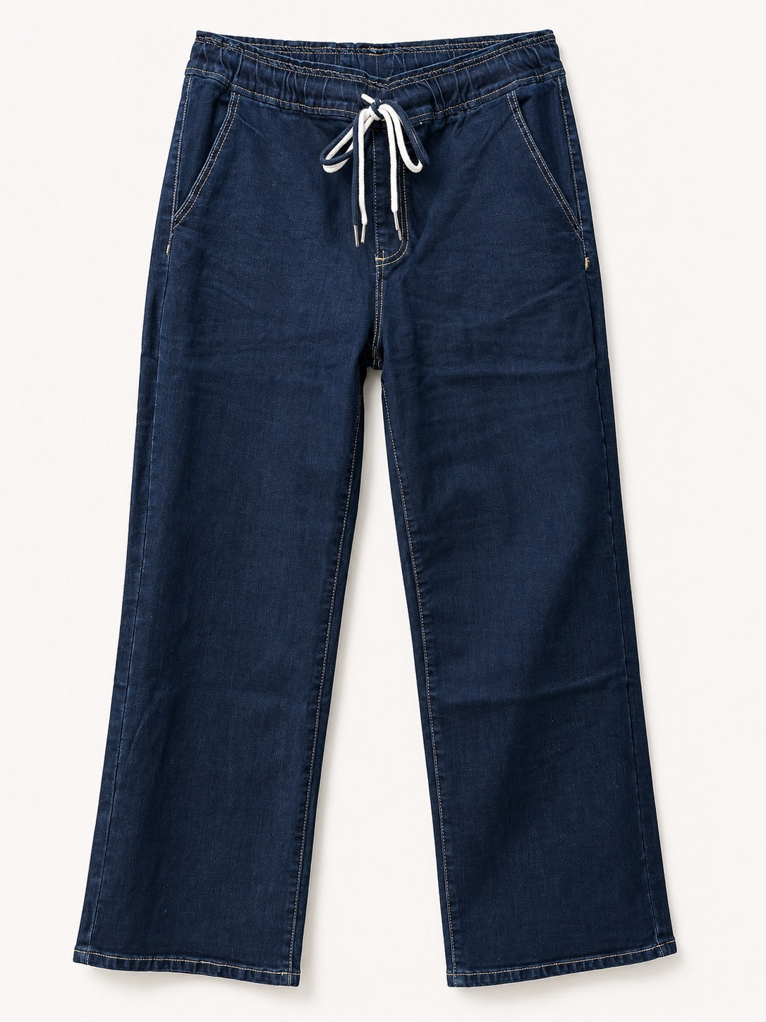 Jean Wide Leg – Grande Taille – Ceinture Élastique & Cordons