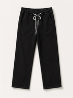 Jean Wide Leg – Grande Taille – Taille Élastique avec Cordons – Noir